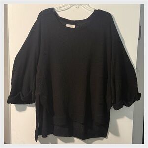 🖤 Umgee 3/4 Sleeve Waffle Knit Top Size XL